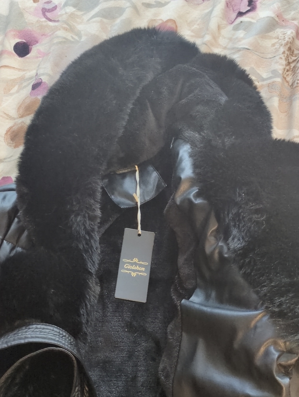 Black Faux Fur-Collar Puffer Coat